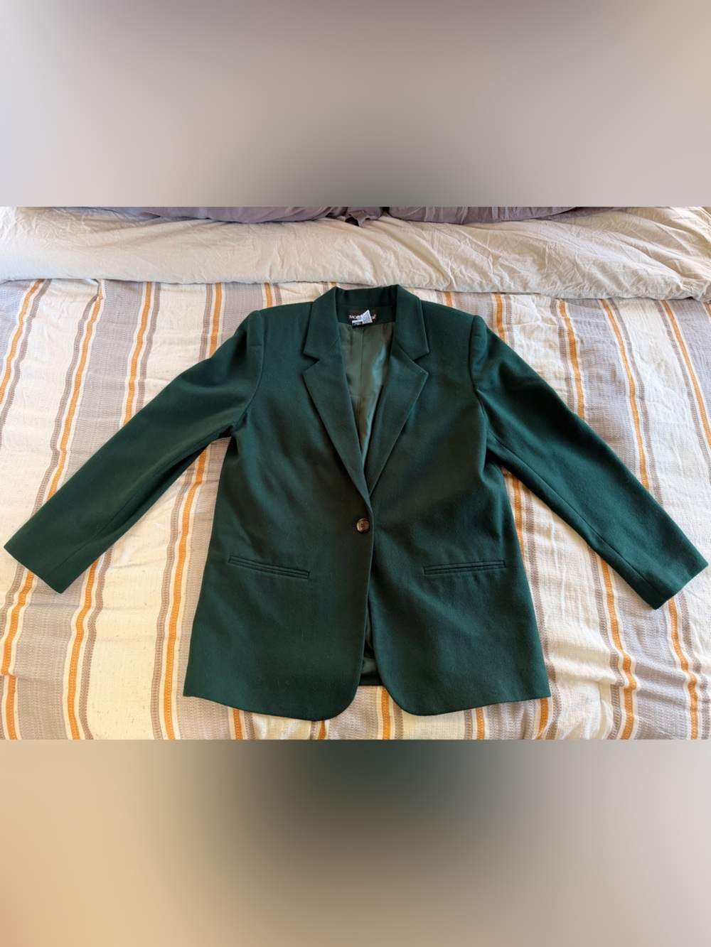 Vintage Sag Harbor 100% Wool Dark Emerald Green Blazer Size 14 Woolmark Jacket